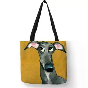 Eco-Friendly Sly Gray Greyhound Dog Folding Tote Bag